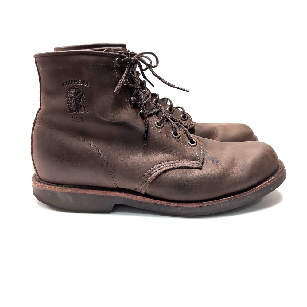 Chippewa 20065 Leather 6 Inch Work Boots Mens Size 12 D Brown Handcrafted USA